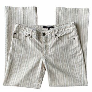 Theory Cream & White Striped Cropped Jean pants